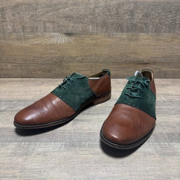 Cole Haan Williams Saddle II Brown/Green Suede Leather Shoes Men's Size 11.5 - Picture 1 of 7